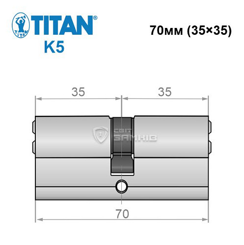 Циліндр TITAN K5 70 (35*35) нікель сатин - Фото №4