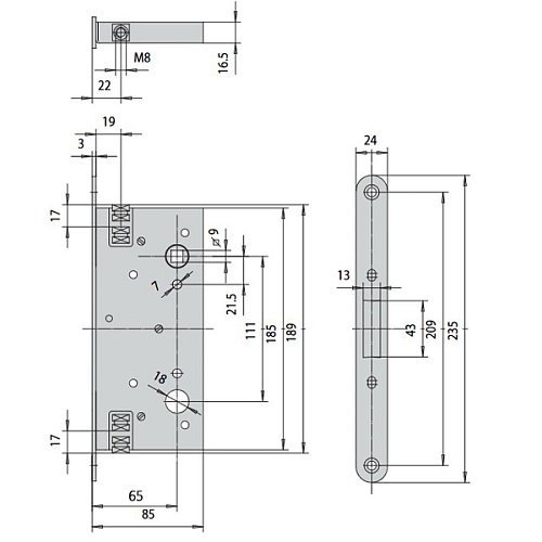 Механизм замка антипаника CISA Mito Panic 43190.65 (BS65мм) для пассивной створки - Фото №6