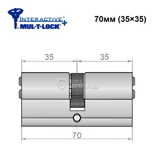 Циліндр MUL-T-LOCK MTL600/Interactive+ 70 (35*35) нікель сатин - Фото №5