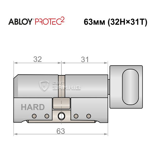Цилиндр ABLOY Protec2 63T (32H*31T) (H - закаленная сторона) хром полированный - Фото №5