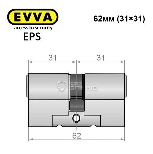 Цилиндр EVVA EPS 62 (31*31) никель сатин - Фото №4