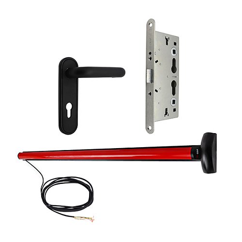 Комплект врізної електромоторної антипаніки CISA eFAST 59751.00 1200 мм червона із замком та ручкою - Фото №1