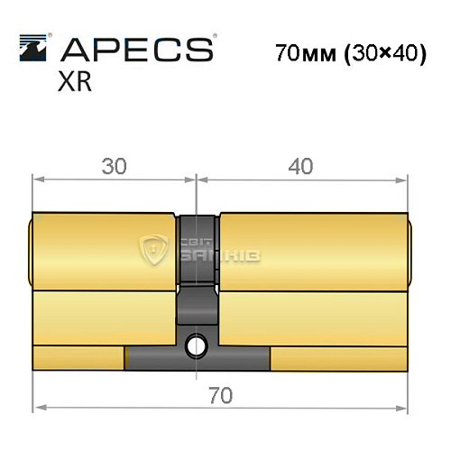 Цилиндр APECS XR 70 (30*40) латунь матовая - Фото №4
