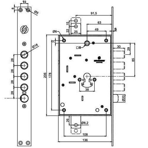 Механизм замка SECUREMME 2603 (BS66*85мм) правый - Фото №3