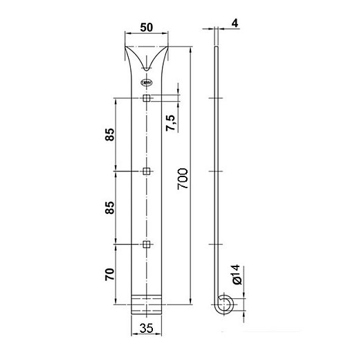 Петля AMIG мод.4200 700x35x4 мм декоративный черный - Фото №3