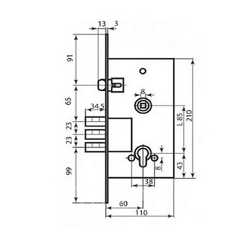 Механізм замка SECUREMME 2061 UCL6028 (BS60*85мм) - Фото №4