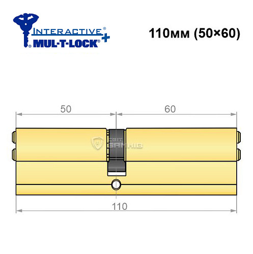 Циліндр MUL-T-LOCK MTL600/Interactive+ 110 (50*60) латунь - Фото №5