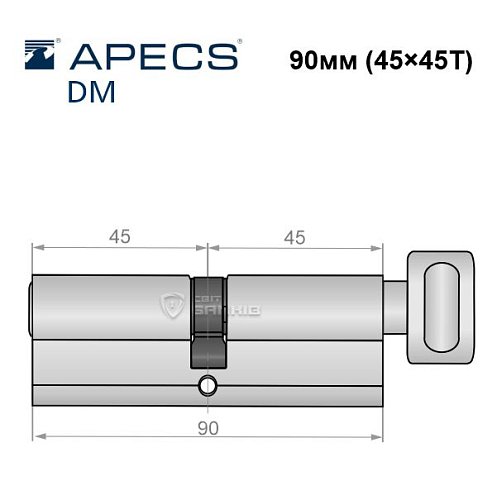 Циліндр AVERS DM 90T (45*45T) хром полірований - Фото №5