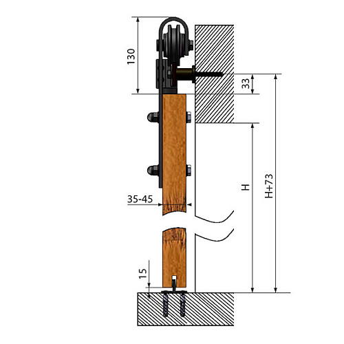 Раздвижная система VALCOMP RE20 REA длина 2 м на 1 полотно до 100 кг - Фото №5