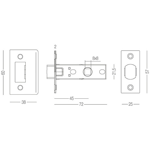 Механизм замка MVM P-100 (BS45мм) пласт.язичок MA матовый антрацит - Фото №2