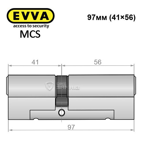 Циліндр EVVA MCS 97 (41*56) нікель сатин - Фото №7