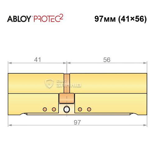 Циліндр ABLOY Protec2 97 (41*56) латунь полірована - Фото №8