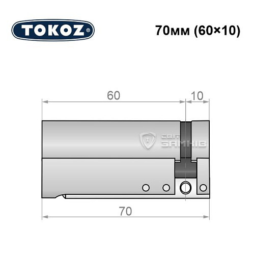 Циліндр половинка TOKOZ Pro300 70 (60*10) нікель матовий - Фото №6