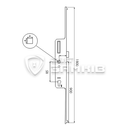 Механізм замка VORNE заскочка 25*85 мм рейка 1800 мм з ригелем - Фото №5