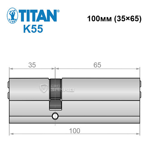 Циліндр TITAN K55 100 (35*65) нікель сатин - Фото №5