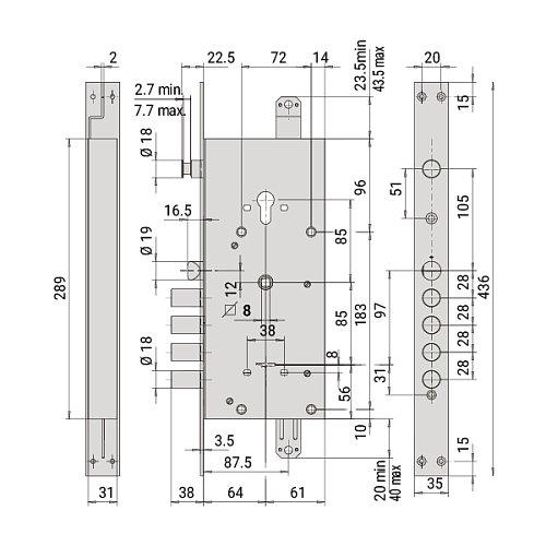 Механизм замка CISA 57986 ALPS двухсистемный (BS67,5*85мм) цилиндр+сувальдный с перекодировкой - Фото №7