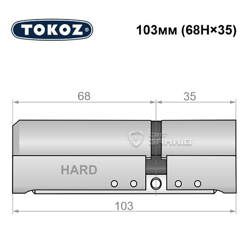 Циліндр TOKOZ Pro400 103 (68H*35) (H - гартована сторона) нікель матовий - Фото №5