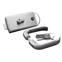 Комплект замка GLASS-M-TECH G-DL17 накладной для стеклянных дверей (стекло-стена) сатин