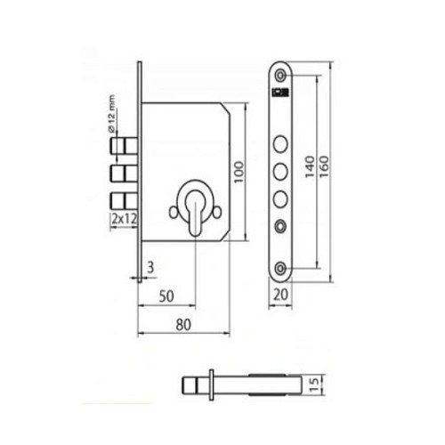 Механизм замка LOB Z-200 (BS50мм) цинк - Фото №3