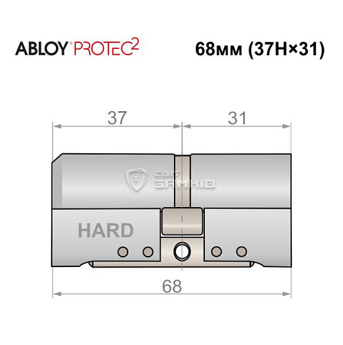 Цилиндр ABLOY Protec2 68 (37H*31) (H - закаленная сторона) хром полированный - Фото №4