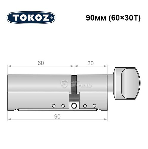 Циліндр TOKOZ Pro300 90T (60*30T) нікель матовий - Фото №6