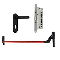 Комплект антипаники врезной CISA Fast Push 59617.10 для противопожарной двери красный-черный