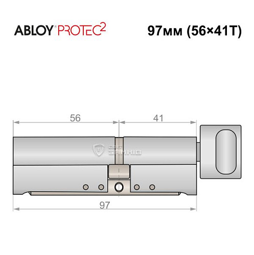 Циліндр ABLOY Protec2 97T (56*41T) хром полірований - Фото №5