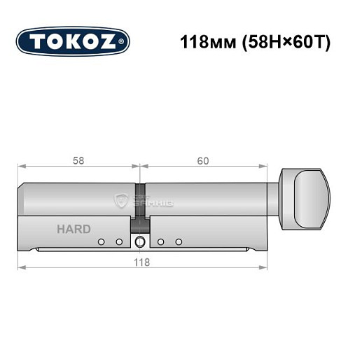 Циліндр TOKOZ Pro400 118T (58H*60T) (H - гартована сторона) нікель матовий - Фото №5