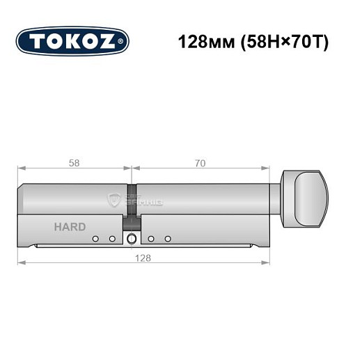 Циліндр TOKOZ Pro400 128T (58H*70T) (H - гартована сторона) нікель матовий - Фото №5