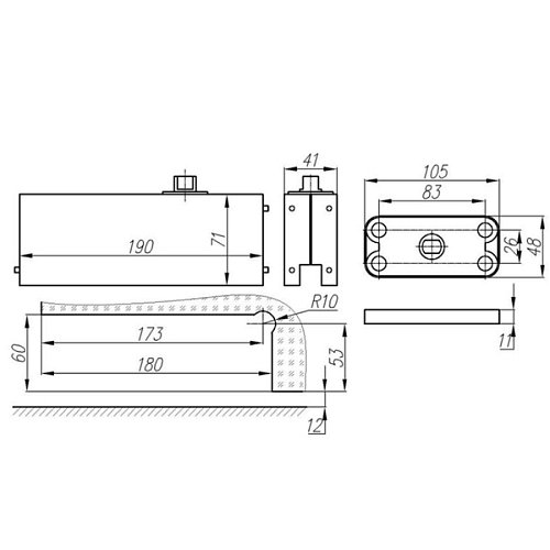 Петля барная GLASS-M-TECH GM-005 с доводчиком Black черный - Фото №3