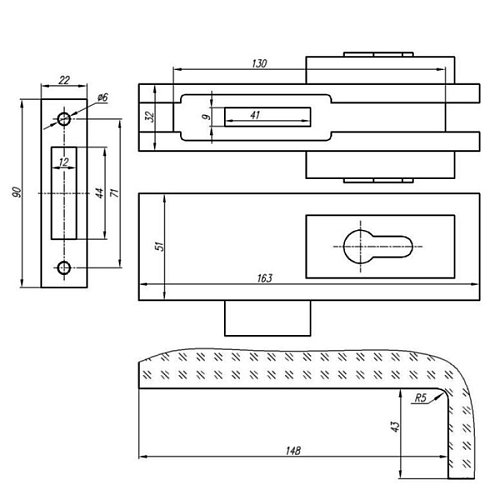 Замок накладной GLASS-M-TECH EK-50 для барной стеклянной двери черный - Фото №4