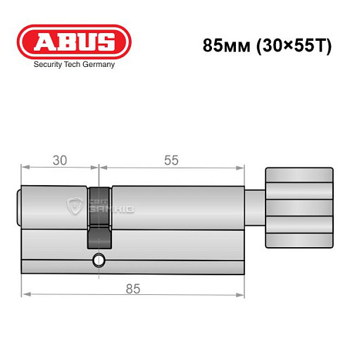 Цилиндр ABUS S60P 85T (30*55T) никель - Фото №7
