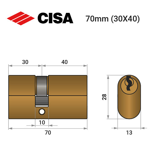 Цилиндр CISA Oval 08210 70 (30*40) овальный для электромех. замков - Фото №8