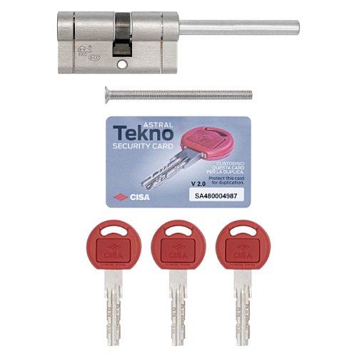 Циліндр CISA Astral Tekno PRO 80T (50*30T) зі штоком нікель матовий 3 ключі - Фото №10
