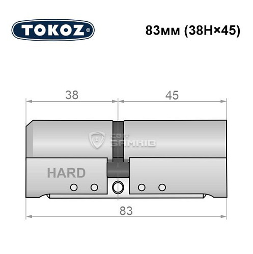 Циліндр TOKOZ Pro400 83 (38H*45) (H - гартована сторона) нікель матовий - Фото №5