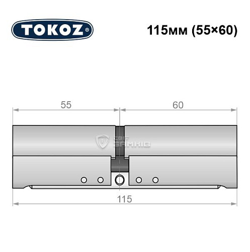 Циліндр TOKOZ Pro300 115 (55*60) нікель матовий - Фото №5