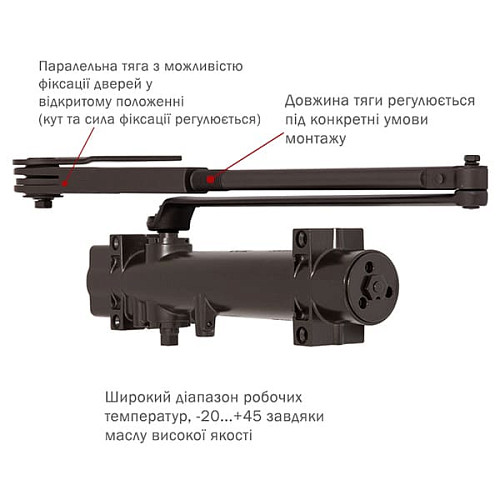 Дотягувач RYOBI DS-4550P BC/DA PRL HO з фіксацією до 200кг Коричневий - Фото №5