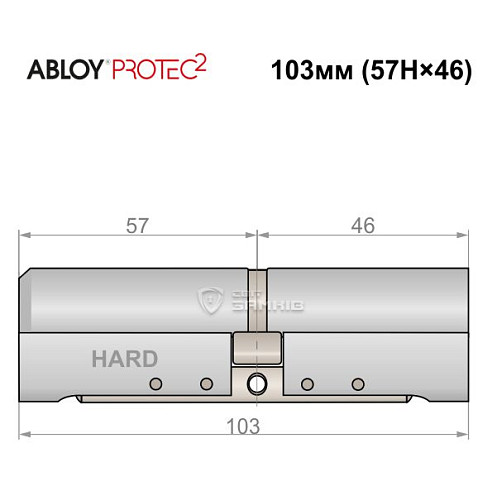 Циліндр ABLOY Protec2 103 (57H*46) (H - гартована сторона)  хром полірований - Фото №4