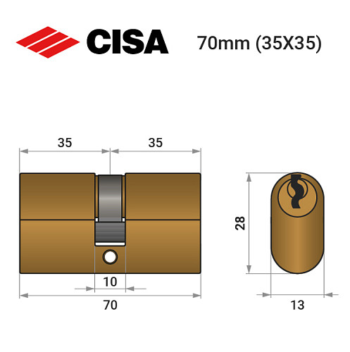 Циліндр CISA Oval 08210 70 (35*35) овальний для електромех. замків - Фото №8