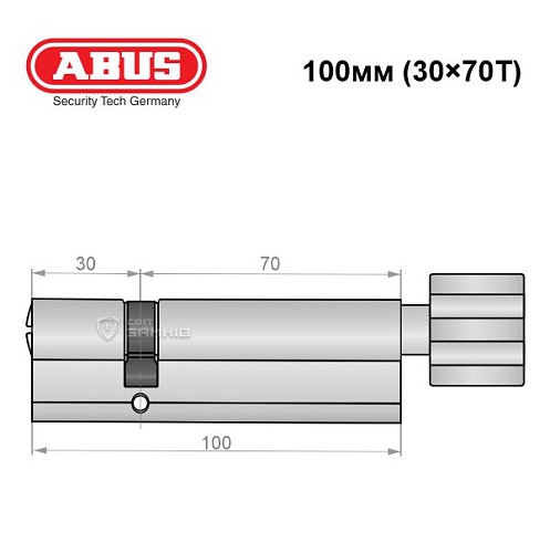 Цилиндр ABUS X12R 100T (30*70T) никель сатин - Фото №6