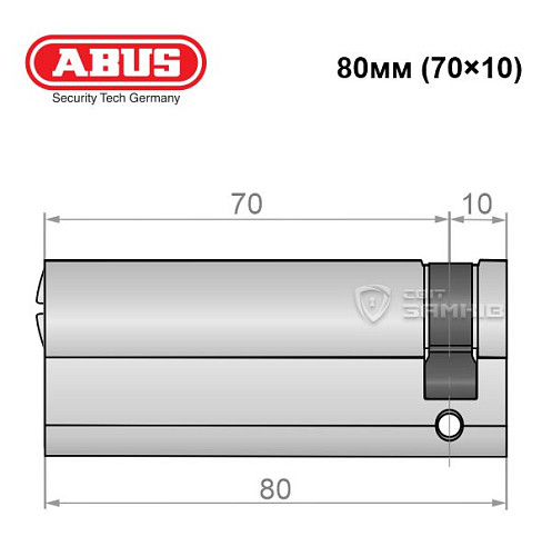 Цилиндр половинка ABUS X12R 80 (70*10) никель сатин 5 ключей - Фото №5