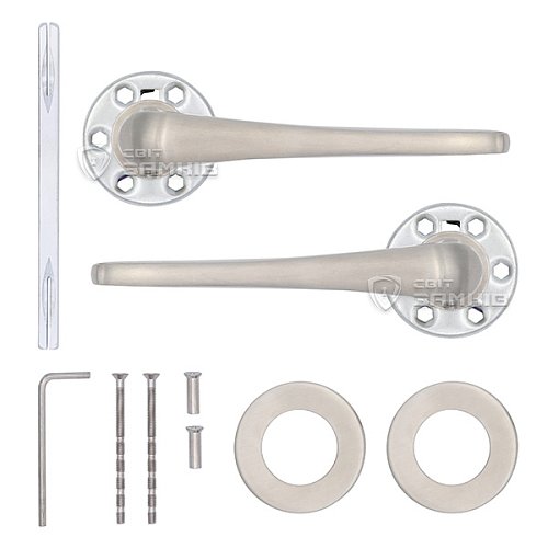 Ручки на розетте SHERLOCK SS 1118 нержавеющая сталь матовая - Фото №6