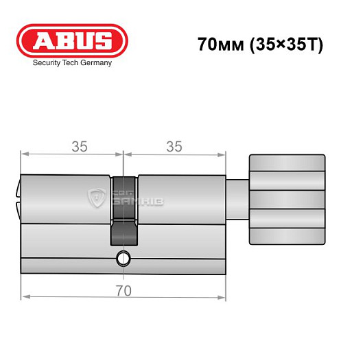 Циліндр ABUS X12R 70T (35*35T) нікель сатин - Фото №6