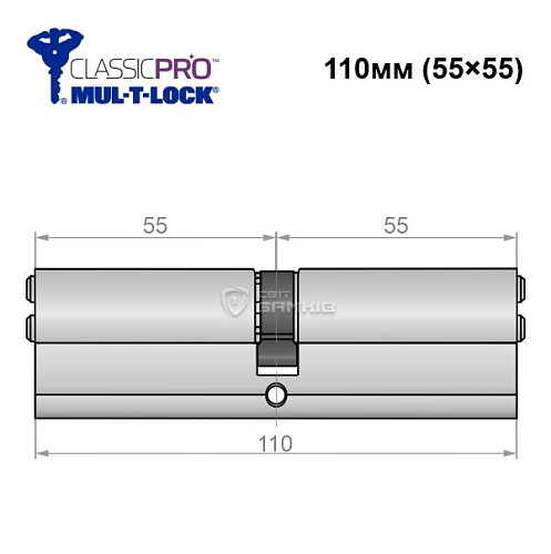 Цилиндр MUL-T-LOCK MTL400/ClassicPRO 110 (55*55) никель сатин - Фото №5