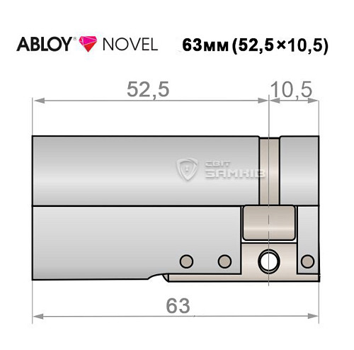 Цилиндр половинка ABLOY NOVEL 63 (52,5*10,5) хром полированный 3 ключа - Фото №8