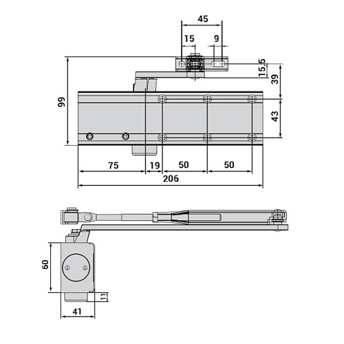 Дотягувач CISA C1511.03.0.45 Professional Plus2 STD HO з фіксацією до 80 кг білий - Фото №8