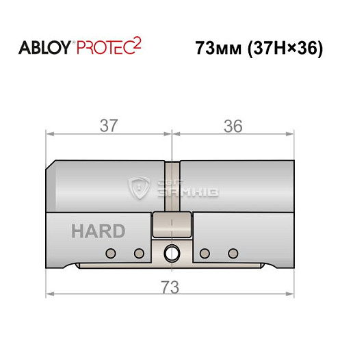 Цилиндр ABLOY Protec2 73 (37H*36) (H - закаленная сторона) хром полированный - Фото №4