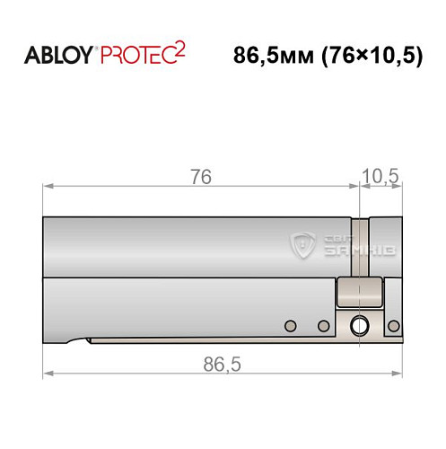 Циліндр половинка ABLOY Protec2 86,5 (76*10,5) хром полірований 3 ключа - Фото №5