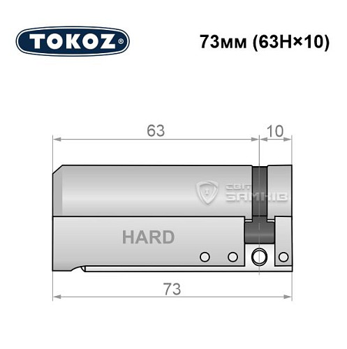 Циліндр половинка TOKOZ Pro400 73 (63H*10) (H - гартована сторона) нікель матовий - Фото №5