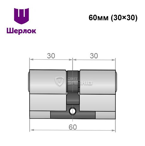 Цилиндр SHERLOCK HK 60 (30*30) никель сатин - Фото №5
